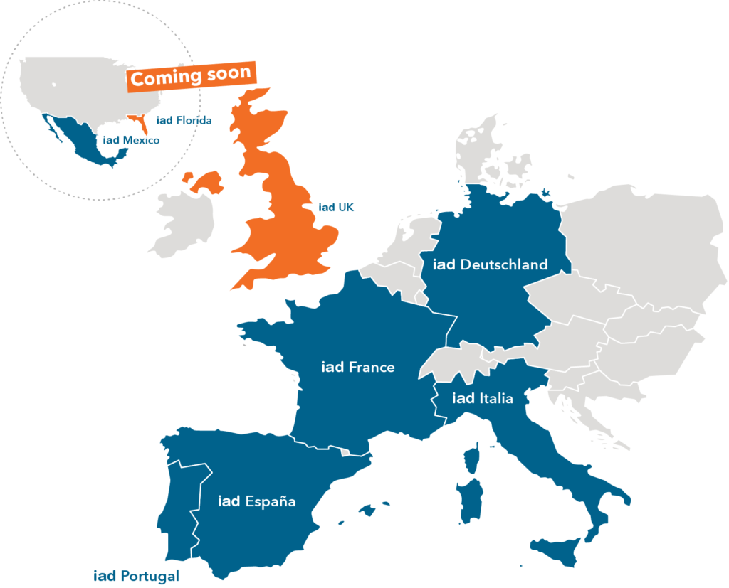 Landkarte, Darstellug der Expansion iad Immobilien